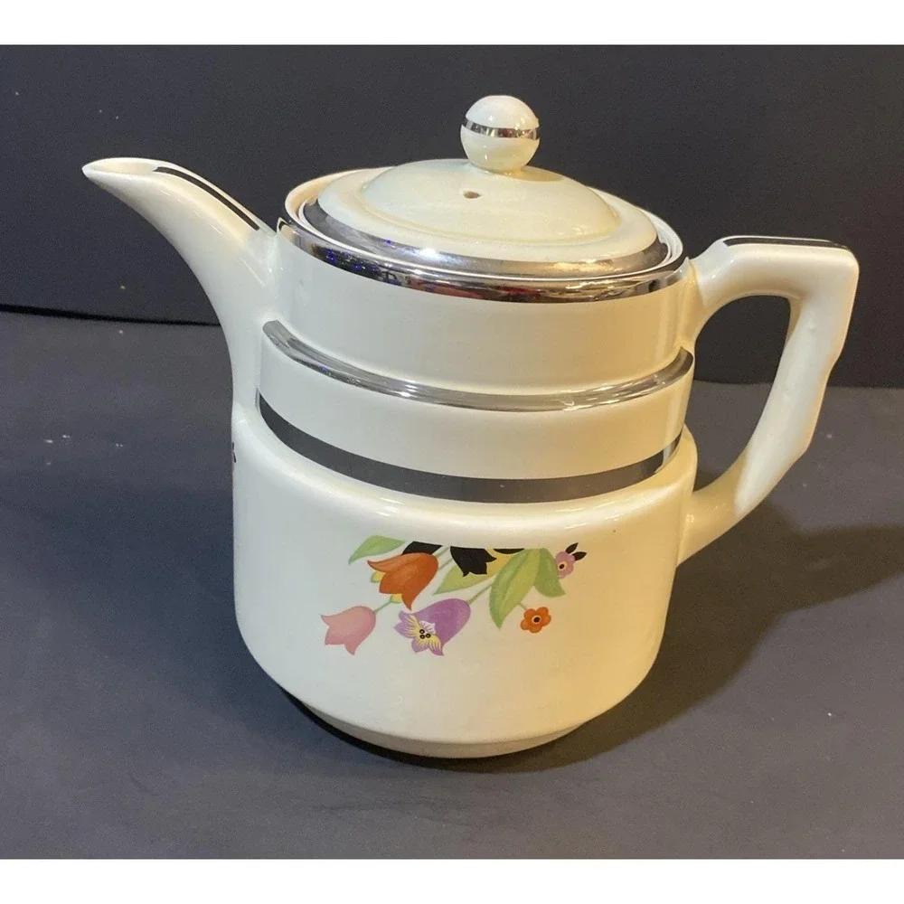 Hall's  China Three‎ Tier Coffee Pot/teapot Vintage Crocus Pattern-8
